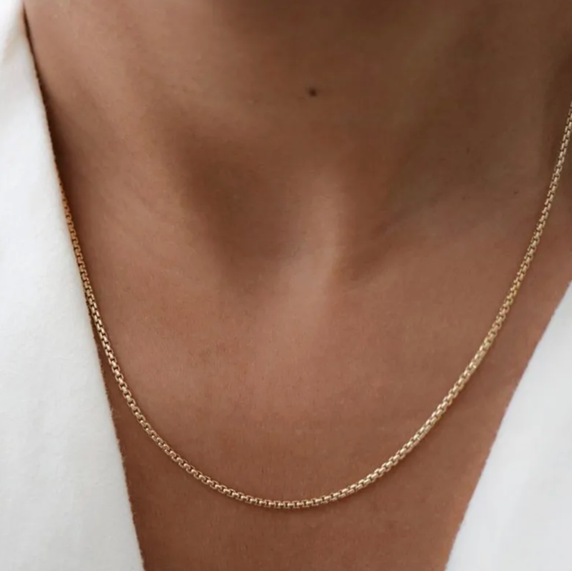 Gold Box Chain - Necklace - 18k Gold Plated Waterproof Jewellery - Collection 9