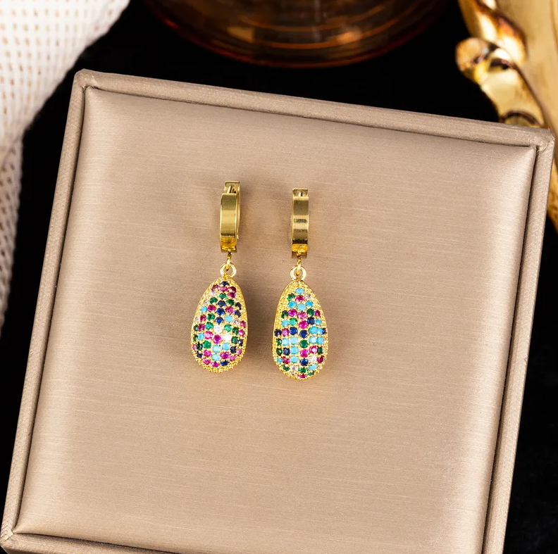 Gold Rainbow Crystal Jewellery Set - Jewellery Set - 18k Gold Plated Waterproof Jewellery - Collection 9