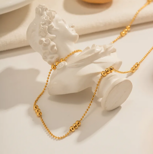 Gold Satellite Bead Chain - Necklace - 18k Gold Plated Waterproof Jewellery - Collection 9