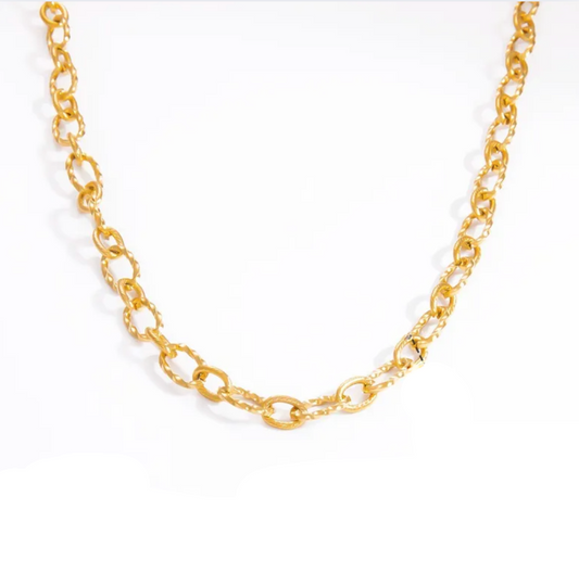 Gold Oval Chain - Necklace - 18k Gold Plated Waterproof Jewellery - Collection 9