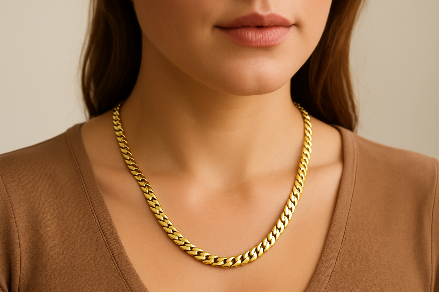 Gold Curb Chain Necklace - Necklace - 18k Gold Plated Waterproof Jewellery - Collection 9