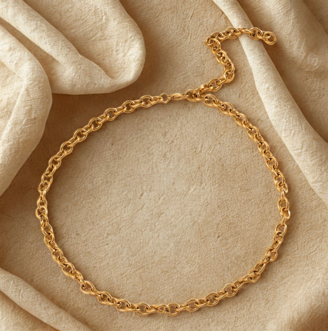 Gold Cable Chain - Necklace - 18k Gold Plated Waterproof Jewellery - Collection 9