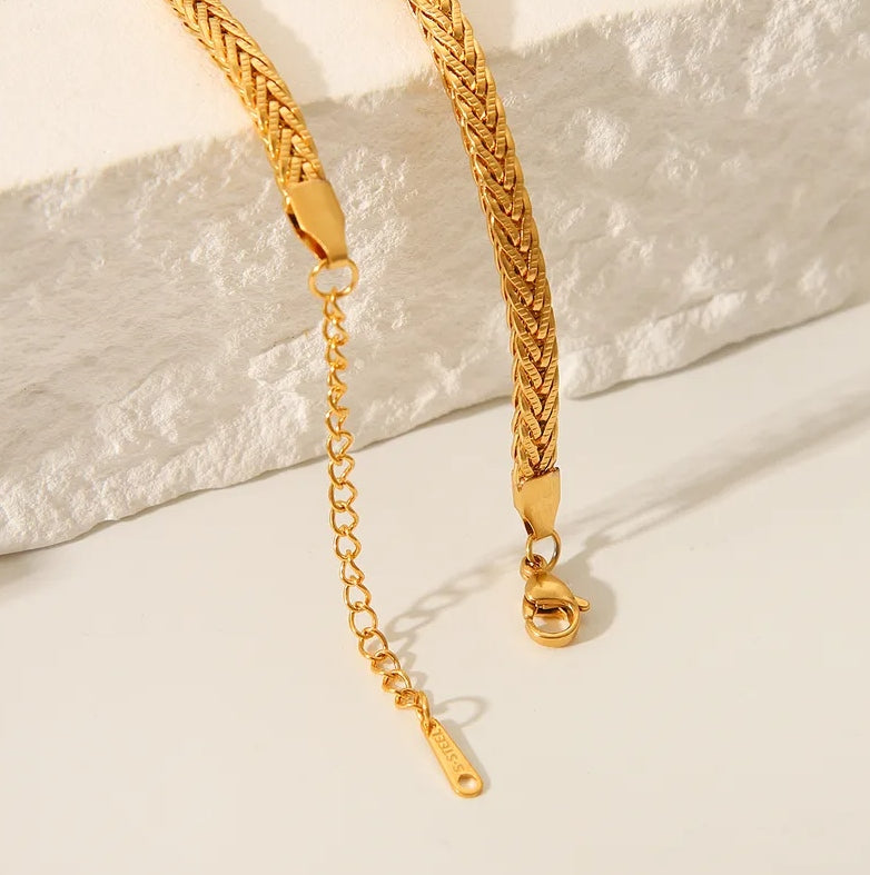 Gold Wheat Chain - Necklace - 18k Gold Plated Waterproof Jewellery - Collection 9