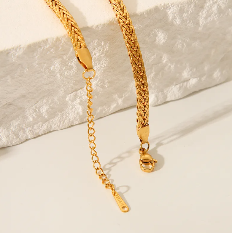 Gold Wheat Chain - Necklace - 18k Gold Plated Waterproof Jewellery - Collection 9