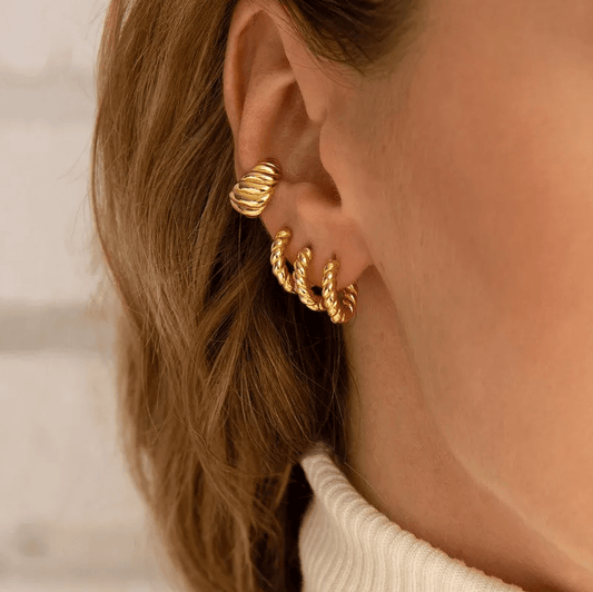 Mini - Golden Twisted Hoop Earrings - Earrings - 18k Gold Plated Waterproof Jewellery - Collection 9
