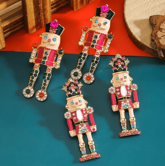 Nutcracker Soldier Crystal Stud Earrings - Earrings - 18k Gold Plated Waterproof Jewellery - Collection 9