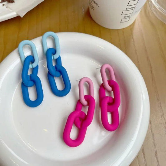 Ombre Matte Chain Link Drop Earrings - Collection 9 Ltd