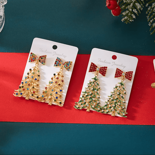 Rainbow Crystal Christmas Tree Earrings - Earrings - 18k Gold Plated Waterproof Jewellery - Collection 9