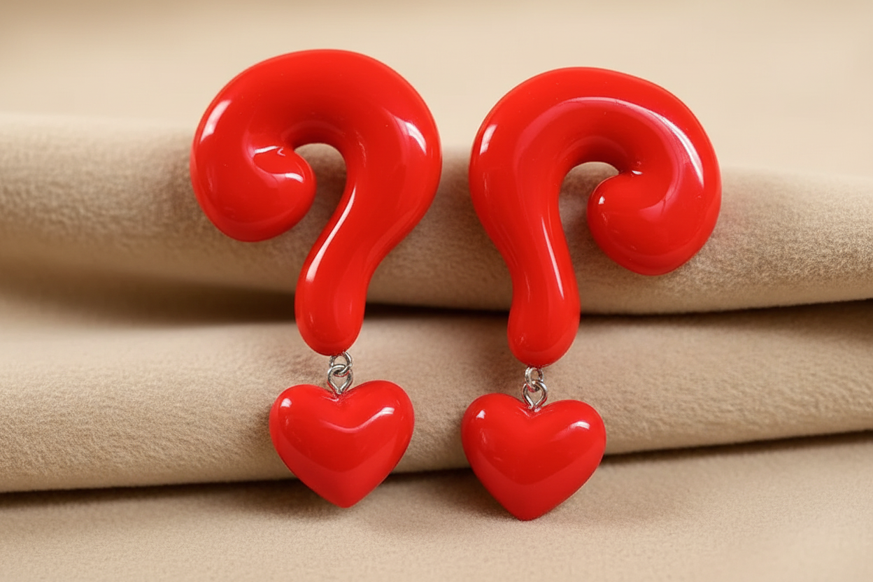 Red Spiral Heart Drop Earrings - Earrings - 18k Gold Plated Waterproof Jewellery - Collection 9