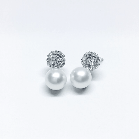 Silver Crystal Pearl Drop Earrings - Earrings - 18k Gold Plated Waterproof Jewellery - Collection 9