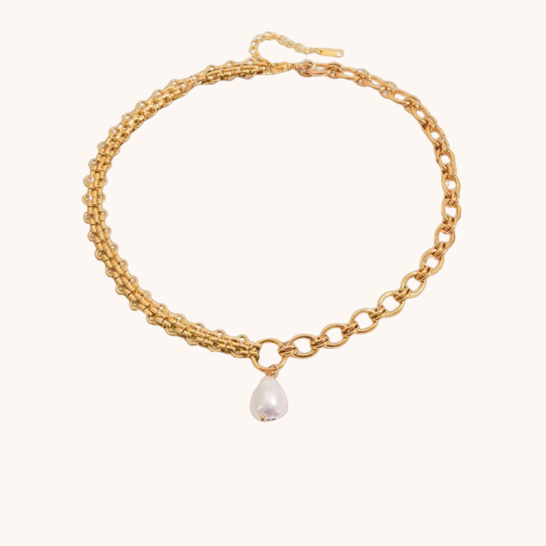 Chain Pearl Necklace - Jewelry - 18k Gold Plated Waterproof Jewellery - Collection 9
