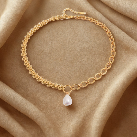 Chain Pearl Necklace - Jewelry - 18k Gold Plated Waterproof Jewellery - Collection 9