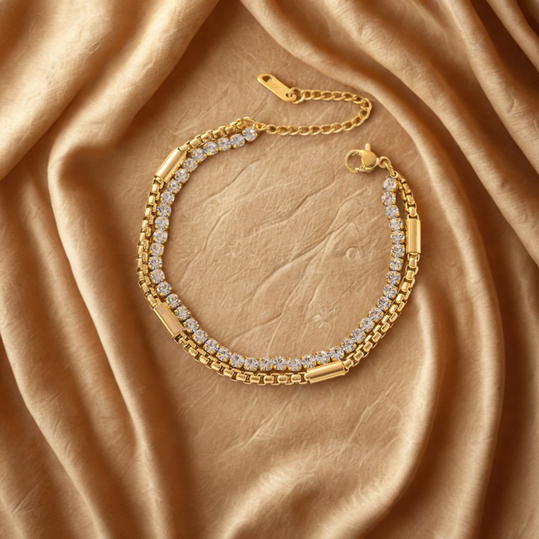 Layered Gold Bracelet - - 18k Gold Plated Waterproof Jewellery - Collection 9