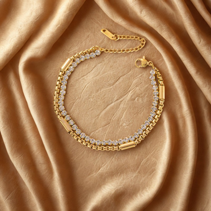 Layered Gold Bracelet - - 18k Gold Plated Waterproof Jewellery - Collection 9