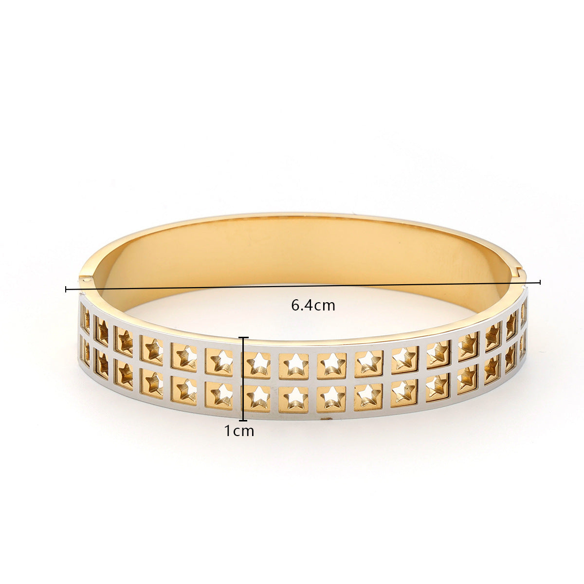 Gold Plated Two Tone Wave Lattice Crystal Bangle Bracelet - Bangle - 18k Gold Plated Waterproof Jewellery - Collection 9