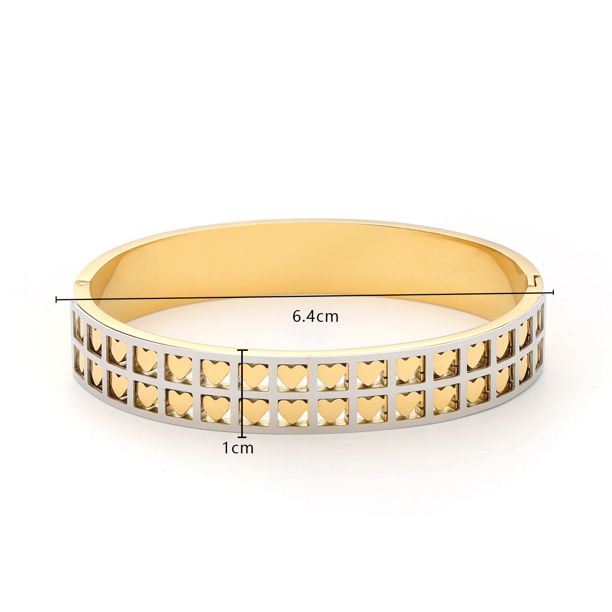 Gold Plated Two Tone Wave Lattice Crystal Bangle Bracelet - Bangle - 18k Gold Plated Waterproof Jewellery - Collection 9