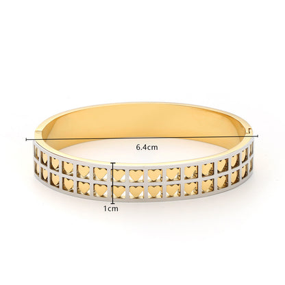 Gold Plated Two Tone Wave Lattice Crystal Bangle Bracelet - Bangle - 18k Gold Plated Waterproof Jewellery - Collection 9