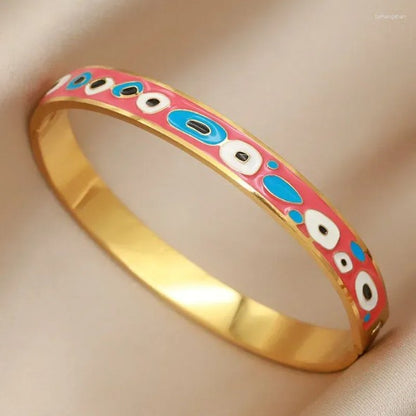 Gold Red Enamel Bangle - Bracelets - 18k Gold Plated Waterproof Jewellery - Collection 9