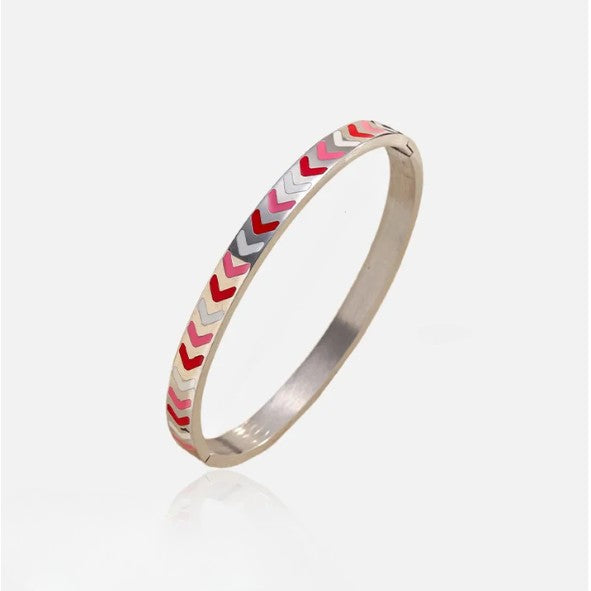Colorful Geometric Enamel Bangle Bracelet - Bangle - 18k Gold Plated Waterproof Jewellery - Collection 9
