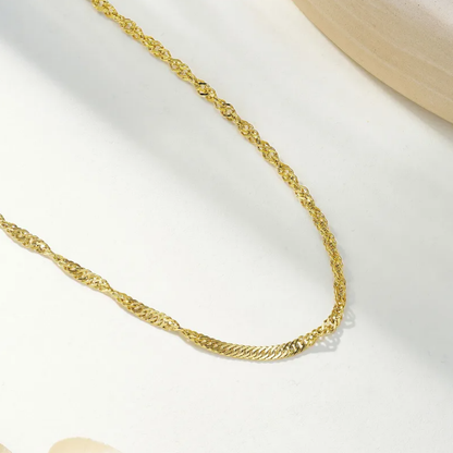Gold Twisted Rope Chain - Necklace - 18k Gold Plated Waterproof Jewellery - Collection 9