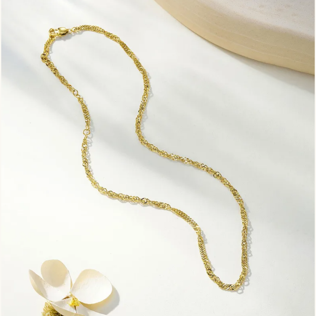 Gold Twisted Rope Chain - Necklace - 18k Gold Plated Waterproof Jewellery - Collection 9