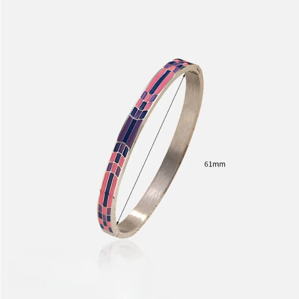 Colorful Geometric Enamel Bangle Bracelet - Bangle - 18k Gold Plated Waterproof Jewellery - Collection 9