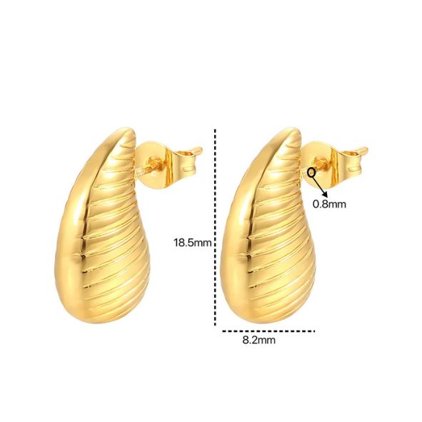 Ribbed Teardrop Stud Earrings