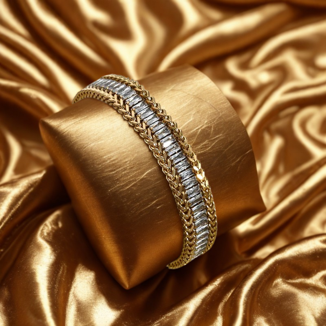 Gold Crystal Chain Bracelet - Jewelry - 18k Gold Plated Waterproof Jewellery - Collection 9