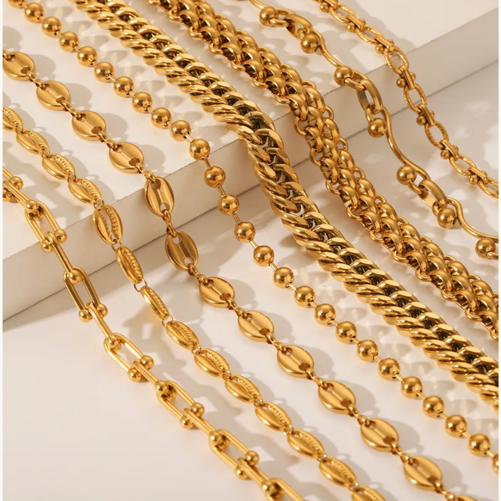 Gold Ball Chain - Necklace - 18k Gold Plated Waterproof Jewellery - Collection 9