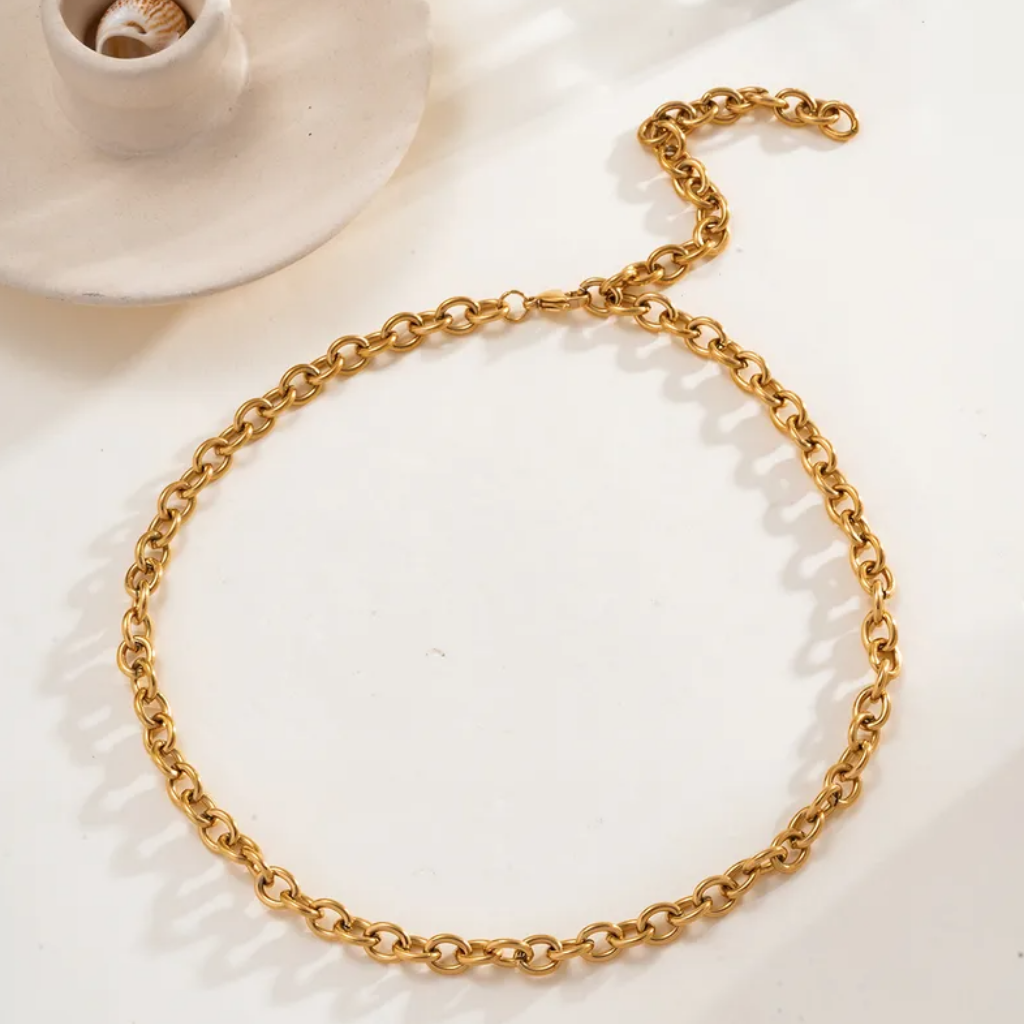 Gold Cable Chain - Necklace - 18k Gold Plated Waterproof Jewellery - Collection 9