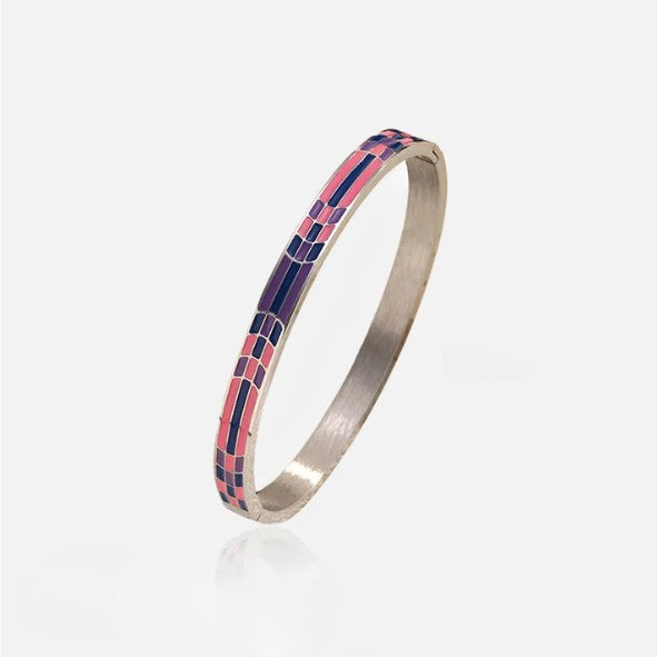 Colorful Geometric Enamel Bangle Bracelet - Bangle - 18k Gold Plated Waterproof Jewellery - Collection 9