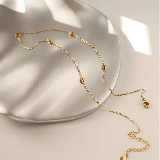 Gold Chain with Bead Accents - Necklace - 18k Gold Plated Waterproof Jewellery - Collection 9