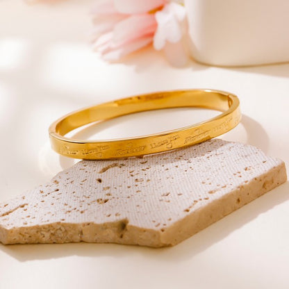 Gold Engraved Butterfly Bangle - Bracelets - 18k Gold Plated Waterproof Jewellery - Collection 9