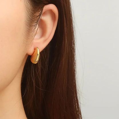 Ribbed Teardrop Stud Earrings
