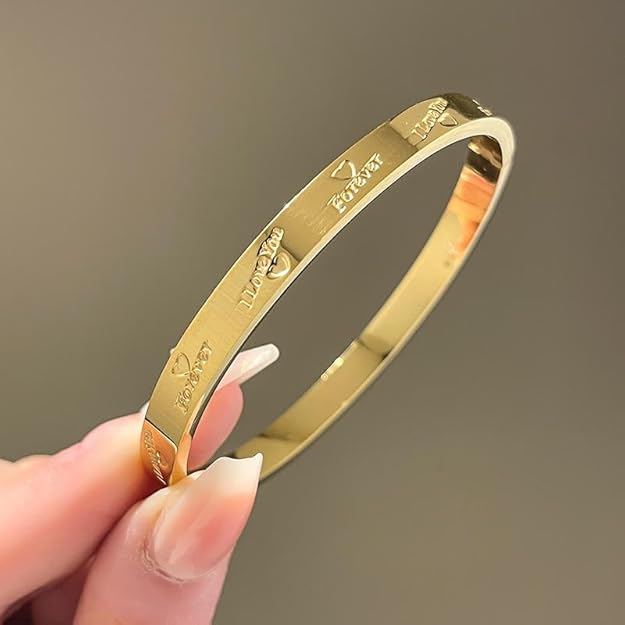 Gold Engraved Butterfly Bangle - Bracelets - 18k Gold Plated Waterproof Jewellery - Collection 9
