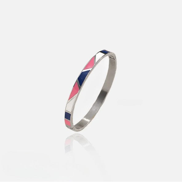 Colorful Geometric Enamel Bangle Bracelet - Bangle - 18k Gold Plated Waterproof Jewellery - Collection 9
