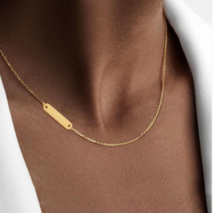 Gold Chain With Side Bar - Necklace - 18k Gold Plated Waterproof Jewellery - Collection 9