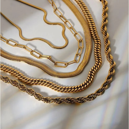Gold Large Paperclip Link Chain - Necklace - 18k Gold Plated Waterproof Jewellery - Collection 9