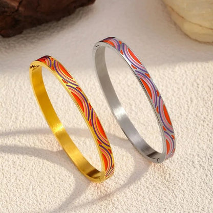 Colorful Geometric Enamel Bangle Bracelet - Bangle - 18k Gold Plated Waterproof Jewellery - Collection 9