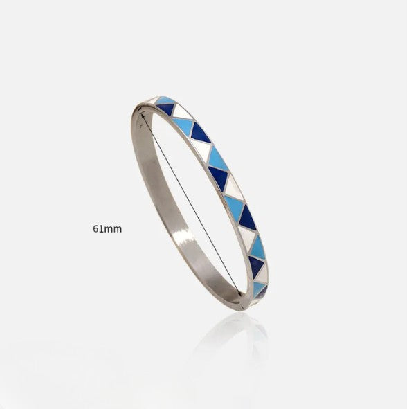 Colorful Geometric Enamel Bangle Bracelet - Bangle - 18k Gold Plated Waterproof Jewellery - Collection 9