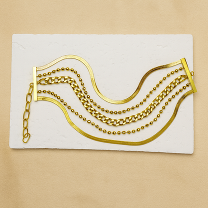 Gold Multi-Chain Layered Bracelet - Jewelry - 18k Gold Plated Waterproof Jewellery - Collection 9