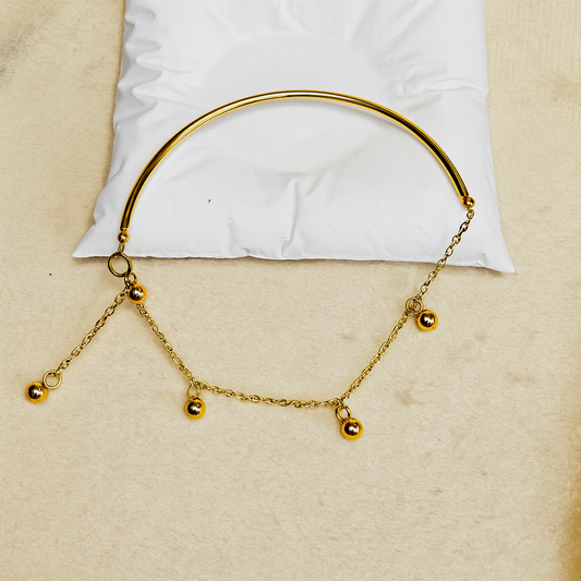 Gold Ball Charm Half Bangle Bracelet - Jewelry - 18k Gold Plated Waterproof Jewellery - Collection 9