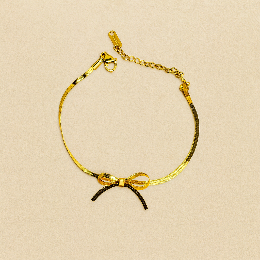 Gold Bow Snake Chain Bracelet - Jewelry - 18k Gold Plated Waterproof Jewellery - Collection 9