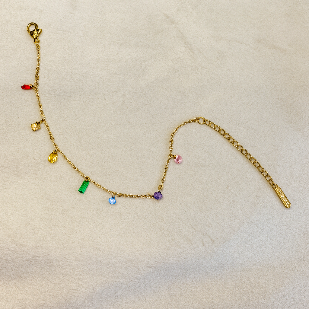 Colorful Stone Charm Bracelet - Jewelry - 18k Gold Plated Waterproof Jewellery - Collection 9