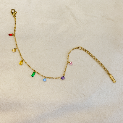 Colorful Stone Charm Bracelet - Jewelry - 18k Gold Plated Waterproof Jewellery - Collection 9