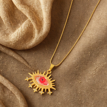 Pink Evil Eye Pendant Necklace - Jewelry - 18k Gold Plated Waterproof Jewellery - Collection 9