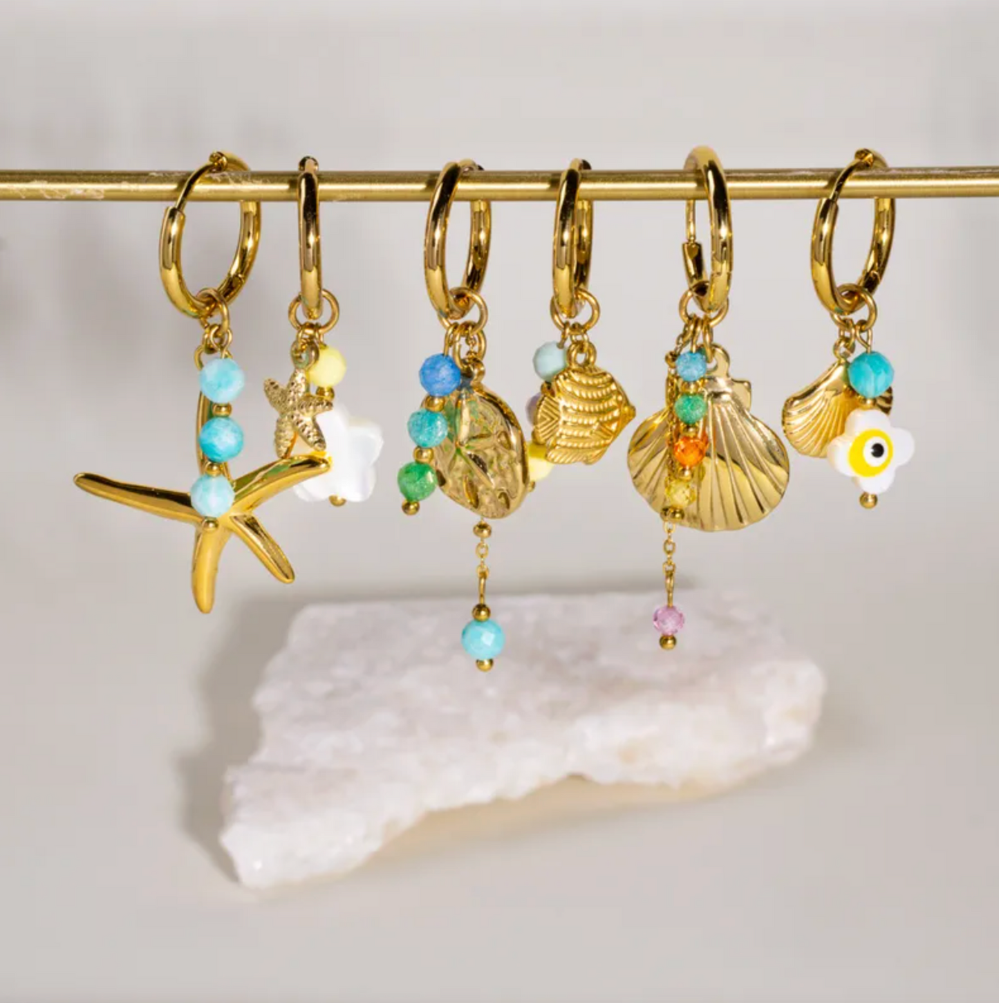 Ocean Charm Hoop Earrings - Earrings - 18k Gold Plated Waterproof Jewellery - Collection 9