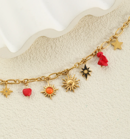 Sun & Star Charm Necklace - Necklace - 18k Gold Plated Waterproof Jewellery - Collection 9