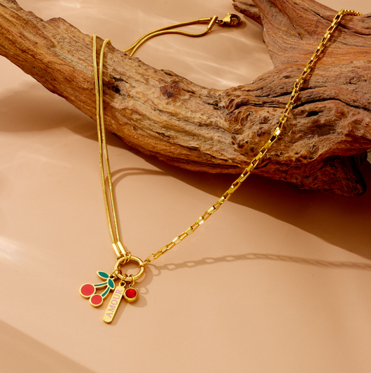 Cherry Amour Layered Necklace - Necklace - 18k Gold Plated Waterproof Jewellery - Collection 9