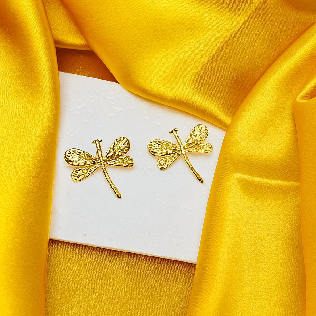 Gold Dragonfly Earrings - Earrings - 18k Gold Plated Waterproof Jewellery - Collection 9